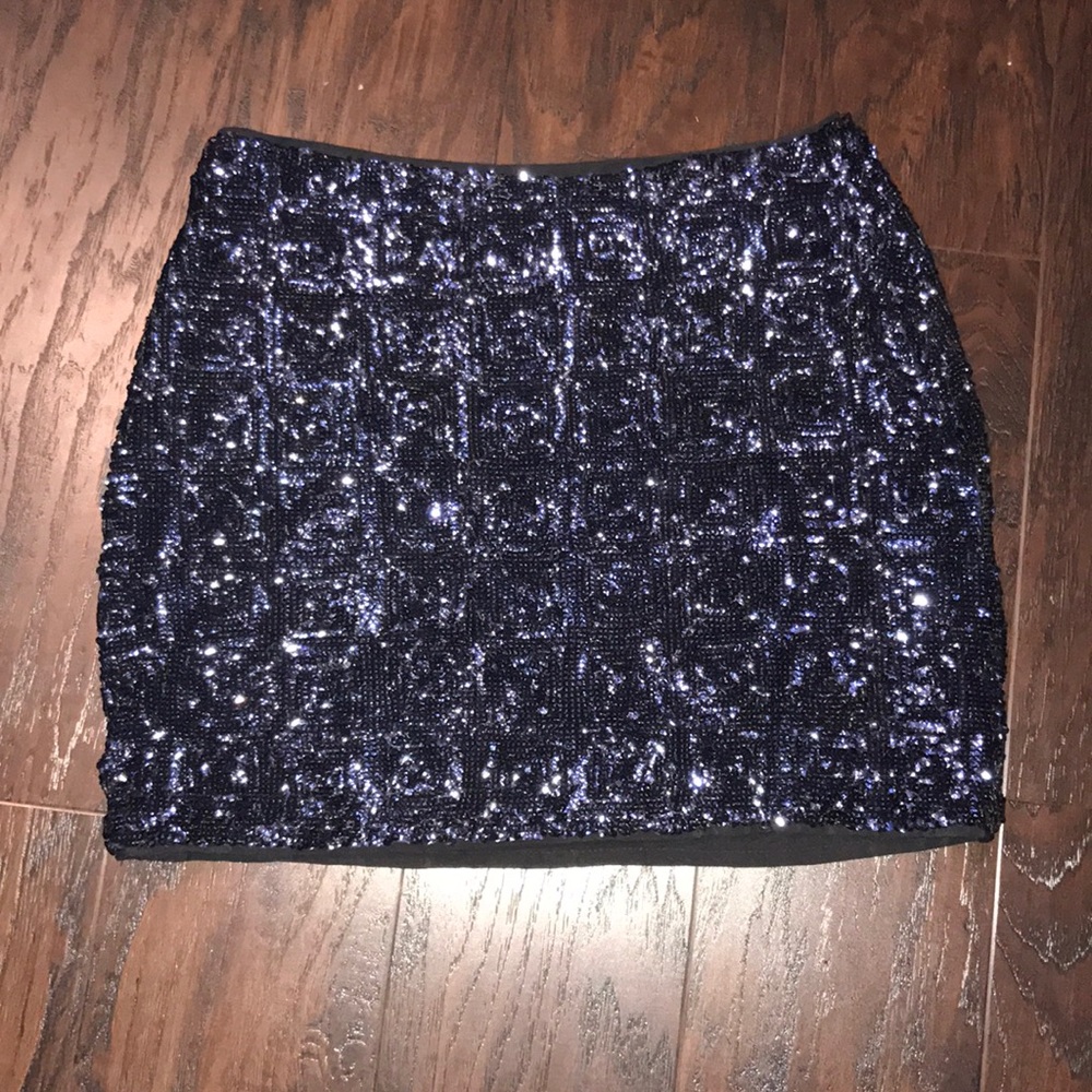 H&M navy blue sequin skirt